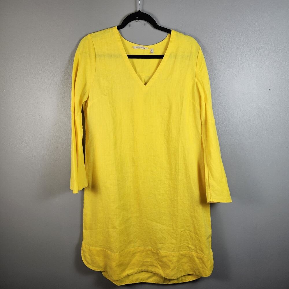 Soft Surroundings Milano Linen Dress Sunstruck Yellow M Relaxed Minimal Coastal - Picture 3 of 8